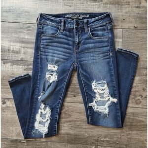 AMERICAN EAGLE Dark Wash Destroyed Jegging Size 2, 2S